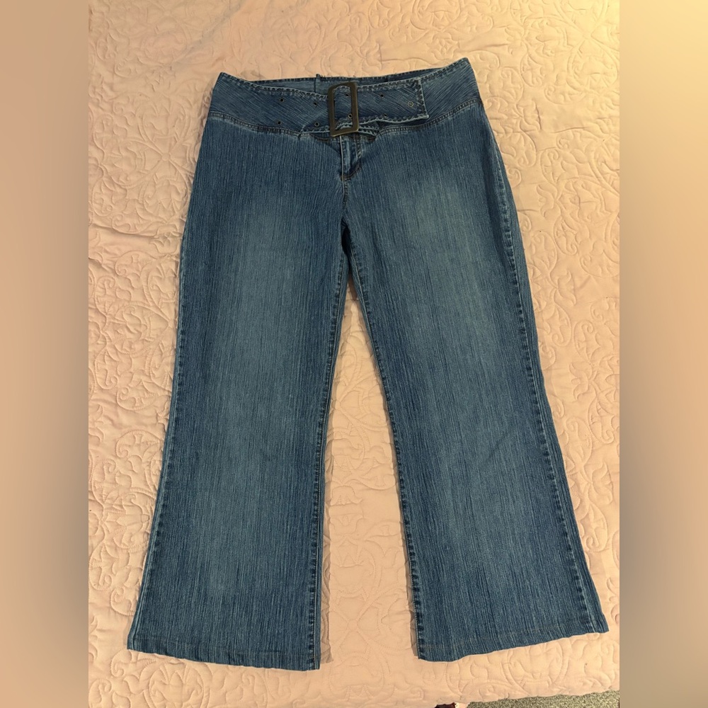 Vintage Addition Elle Belted Flare Jeans